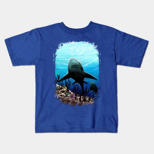 Great White Shark, from the Abyss of Soul Digital Painting Kids T-Shirt by BluedarkArt